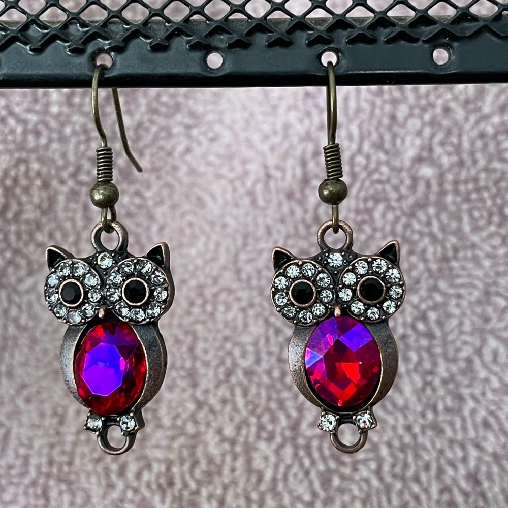 Crystal Owl Earrings